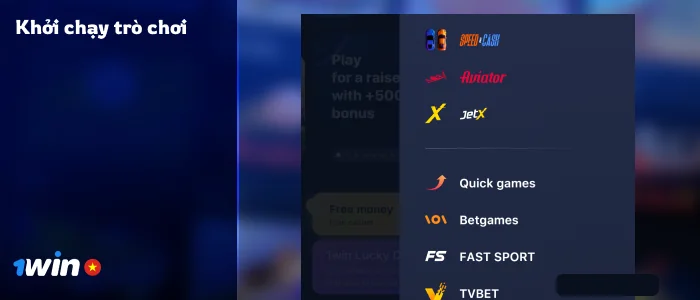 Tìm liên kết đến Aviator trong menu bên - 1Win