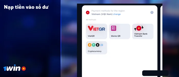 Nạp tiền vào tài khoản - 1Win VN