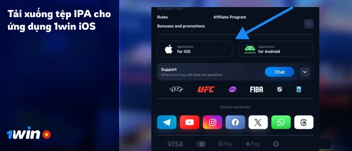 Nhấp vào nút 'Tải xuống cho iOS'
