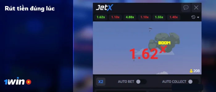 Rút tiền cược trước khi vòng chơi kết thúc - 1Win JetX
