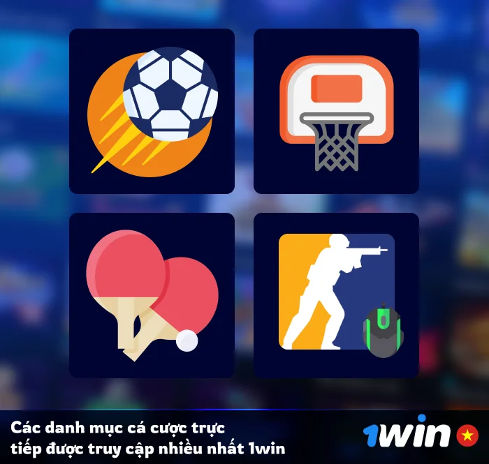 Các danh mục cá cược thể thao trực tiếp được truy cập nhiều nhất tại 1Win