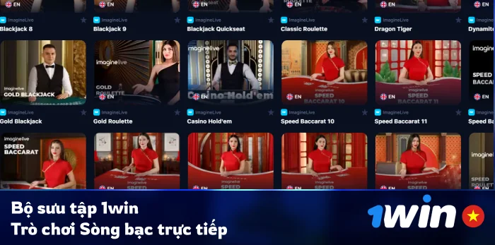 Bộ sưu tập trò chơi Casino trực tiếp tại 1Win