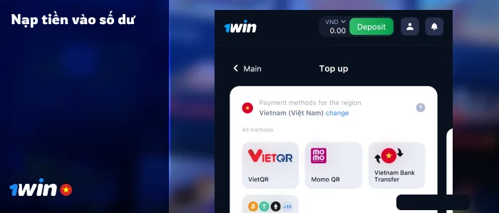 Nạp tiền vào số dư 1Win của bạn