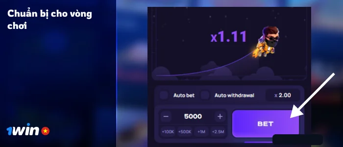 Đặt cược bằng cách nhấn nút 'Đặt cược' - Trò chơi sòng bạc Lucky Jet