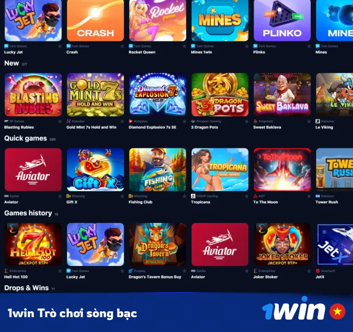 Trò chơi Casino chính của 1Win Việt Nam