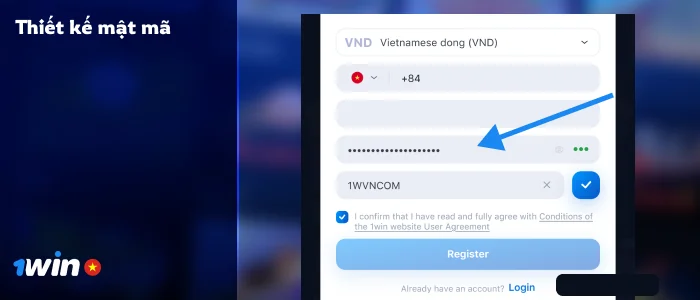 Cung cấp mật khẩu mạnh - Đăng ký 1Win VN