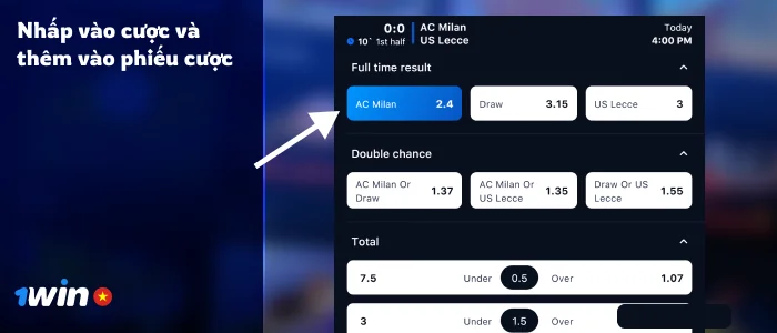 Chọn thị trường cá cược - Cá cược thể thao 1Win