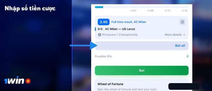 Đặt phiếu cược của bạn - Cá cược thể thao 1Win