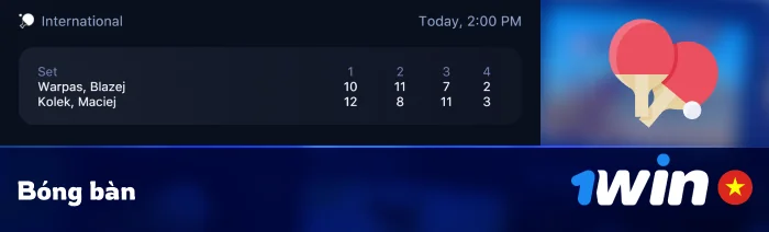 Cá cược bóng bàn - 1Win Việt Nam