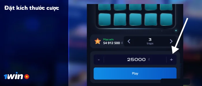 Đặt số tiền cược - Trò chơi sòng bạc 1Win Mines