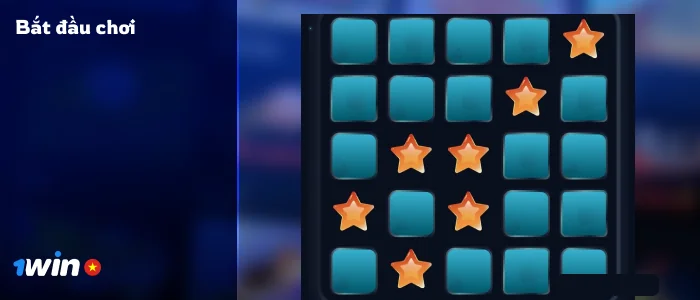 Bắt đầu chơi Mines bằng cách nhấp vào các ô vuông - 1Win VN