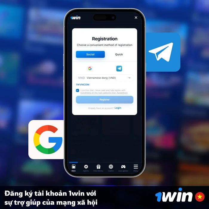Đăng ký 1Win Việt Nam bằng phương tiện truyền thông xã hội