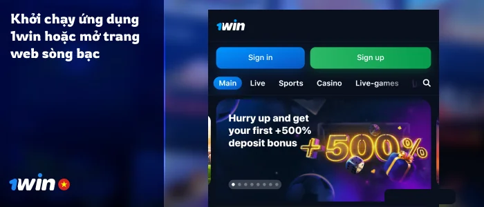 Truy cập trang web 1Win hoặc ứng dụng di động để bắt đầu rút tiền