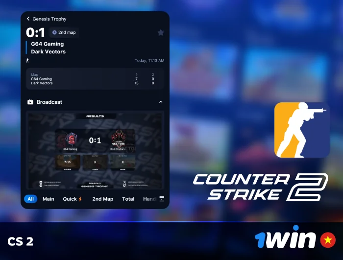Đặt cược vào các sự kiện CS2 lớn trên 1Win Esports Vietnam