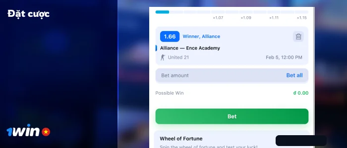 Chọn trò chơi, giải đấu, thị trường cá cược và đặt cược - 1Win Esports betting Vietnam