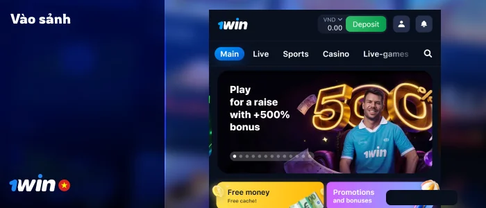 Đi đến trang thể thao 1Win bằng menu tiêu đề