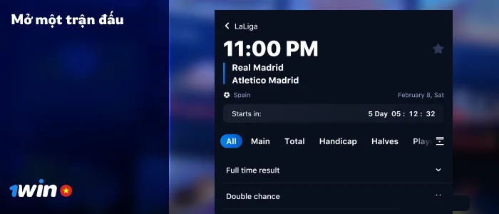 Chọn một trận đấu cụ thể để đặt cược - 1Win Vietnam